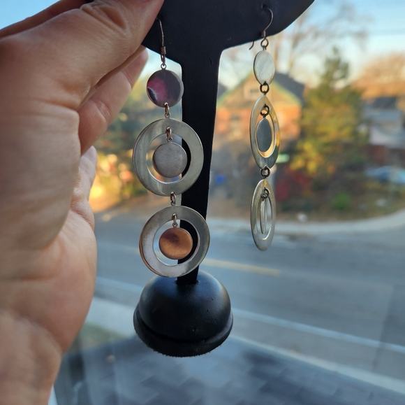 Lot of Two Vintage Marked Silver Dangle Earrings - Picture 2 of 5